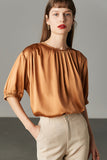 Brown Oversized Silk Women Blouse