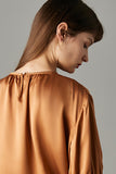 Brown Oversized Silk Women Blouse