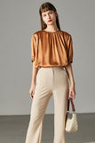 Brown Oversized Silk Women Blouse