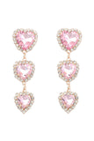 Pink Rhinestone Sweetheart Dangle Earrings