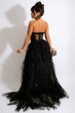 Tulle Sweetheart Black Ball Dress with Slit