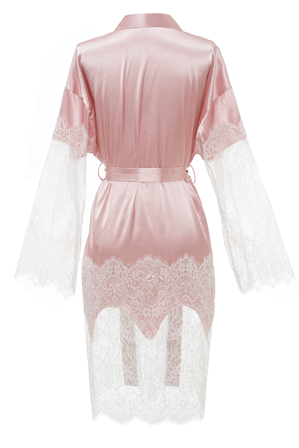 Pink Bridesmaid Robe With Lace