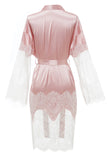 Pink Bridesmaid Robe With Lace