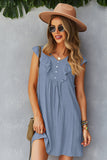 Yellow Button Boho Summer Dress with Ruffles