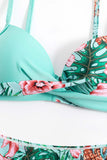 Green Front Cross Two Piece Bikini Sets