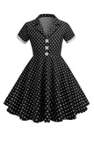 Black Vintage Polka Dots Girls' Dress