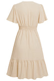 Apricot V Neck A Line Summer Dress