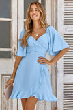 Apricot Short Sleeves A Line Mini Summer Dress