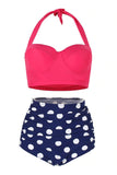 Two Piece High Waist Polka Dots Swimsuit