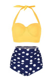 Two Piece High Waist Polka Dots Swimsuit