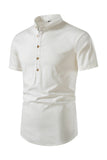 Slim Fit White Buttons Summer Men's Tops