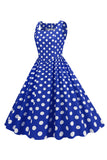 Black Polka Dots Vintage 1950s Dress