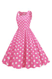 Black Polka Dots Vintage 1950s Dress