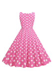 Black Polka Dots Vintage 1950s Dress