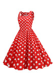 Black Polka Dots Vintage 1950s Dress