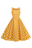 Black Polka Dots Vintage 1950s Dress