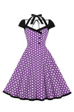 Red Polka Dots Halter Swing 1950s Dress