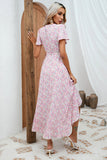 Pink Floral Maxi Wrap Summer Dress