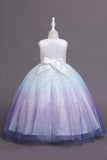 Purple Glitter Sleeveless Long Girls Dress