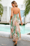 Green Leaves Printed Maxi Boho Dress