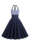Stripes Halter Swing 1950s Dress