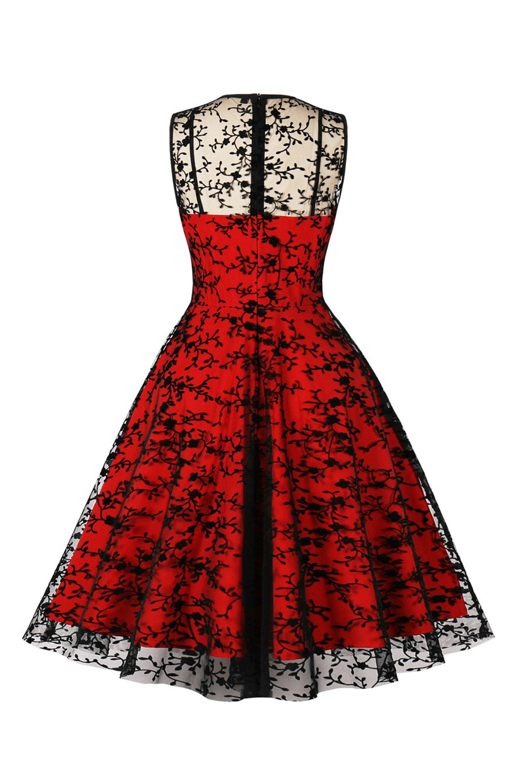 ZAPAKA Women 1950s Dress Sleeveless Red Lace Swing Vintage Dress ZAPAKA NZ ZAPAKA Women 1950s Dress Sleeveless Red Lace Swing Vintage Dress ZAPAKA NZ
