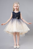 Purple Tulle High Low Sparkly Girls Party Dress With Bow