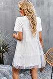 White Tulle Short Sleeves Short Summer Casual Dress