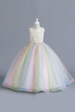 Pink A Line Tulle Flower Girl Dress with Bow