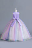 Pink A Line Tulle Flower Girl Dress with Bow