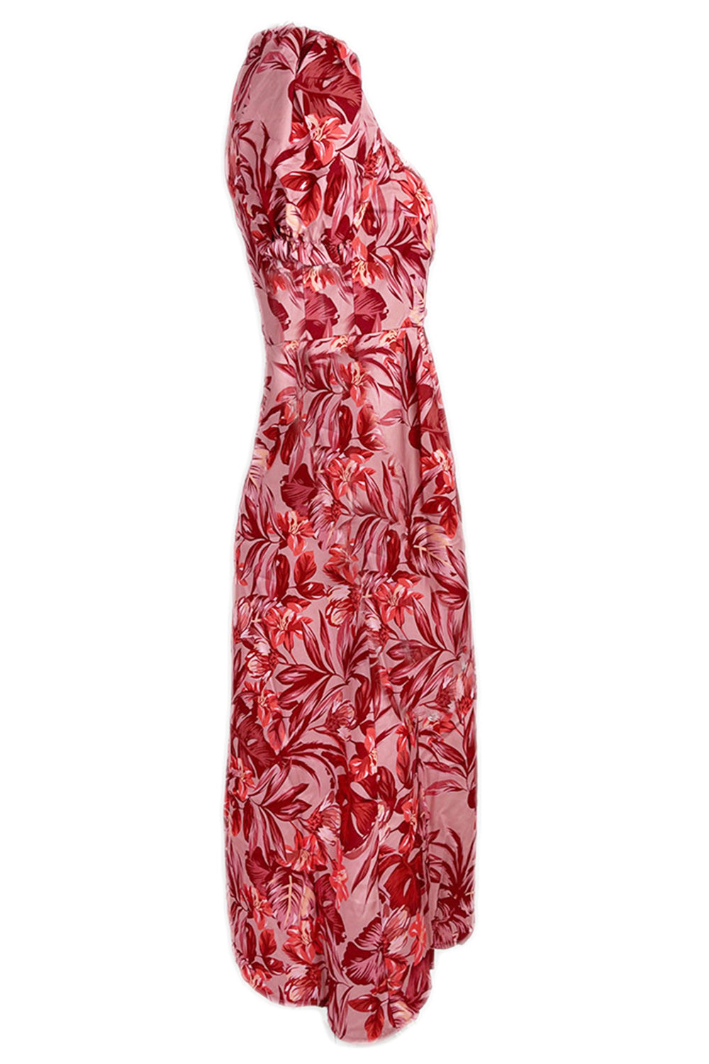 Printed Burgundy Summer Dress with Sleeves