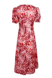 Printed Burgundy Summer Dress with Sleeves