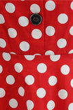 Polka Dots Short Sleeves Red 1950s Swing Dress