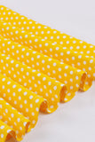 Yellow Polka Dots Square Neck Vintage Dress