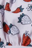 White Printed One Piece Swimsuits with Strawberries