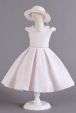 Green A Line Cap Sleeves Girls Dresses With Bow