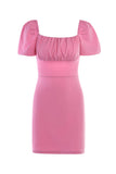 Puff Sleeves Bodycon Pink Party Dress