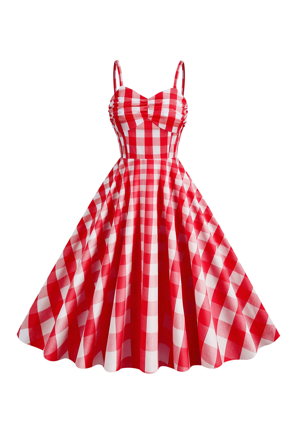 Spaghetti Straps Plaid Pink 1950s Dress