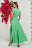 Green Short Sleeves Tea Length Summer Dress