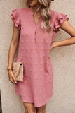 Pink Flutter Sleeves V-neck Short Summer Dress