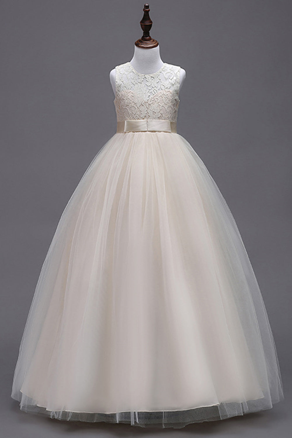 A-Line Tulle White Girls Dresses with Bow