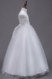 A-Line Tulle White Girls Dresses with Bow