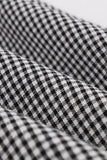 Black Halter Plaid Sleeveless Button 1950s Dress