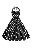 Pink Polka Dots Pin Up Vintage 1950s Dress