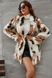 Leopard Printed Yellow Faux Fur Midi Women Coat