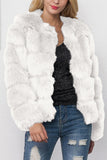 Shawl Lapel Cropped Grey Women Faux Fur Coat