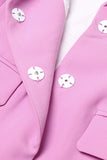 Pink Peak Lapel Chain Women Blazer with Beading