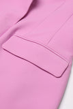 Pink Peak Lapel Chain Women Blazer with Beading