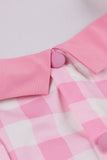 A Line Halter Neck Pink Plaid Pink 1950s Dress
