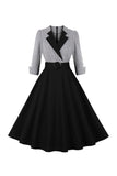 Long Sleeves Plaid Swing 1950s Dress with Belt